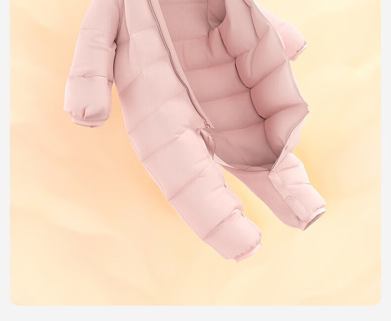 YEEHOO Baby Hooded Down Jumpsuit Autumn Winter Nano Antibacterial Lightweight Infant One-Piece Winter Outerwear 4