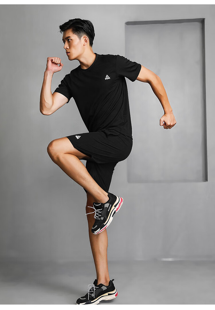 PEAK Men's Short-Sleeve Quick-Dry T-Shirt, Summer Breathable Running Fitness Wear, Sports Sweat-Wicking Casual Morning Jog Badminton Outfit 5