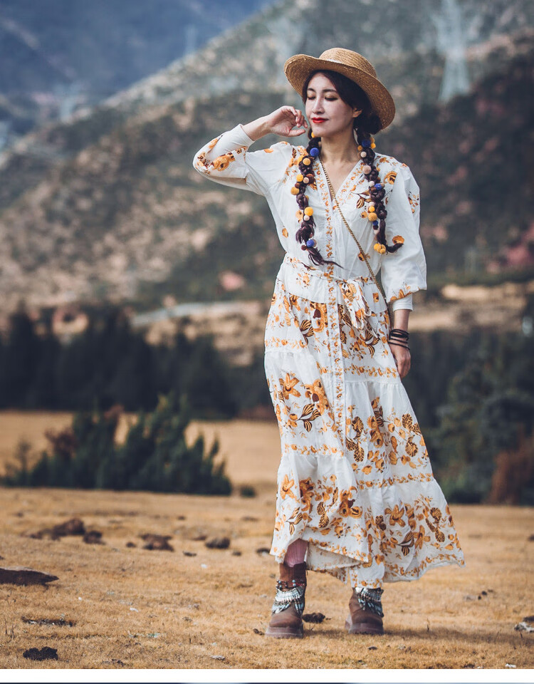 藏族服装藏袍女藏服羊羔毛马甲藏袍复古民族风工布西