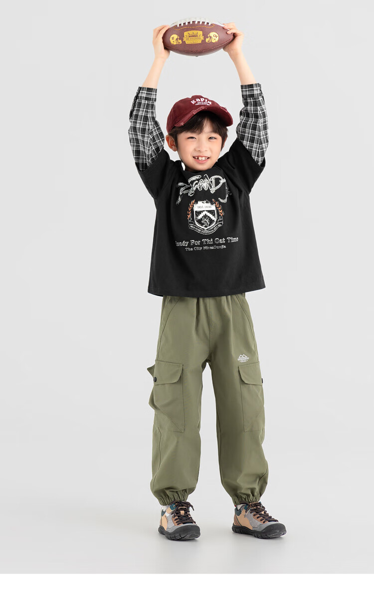 Duoduojia Boys' Sweatshirt, Spring And Autumn Style, Patchwork Long Sleeve, Plaid Retro Print, Children's Faux Two-Piece, Korean-Style Academic Style Top 13