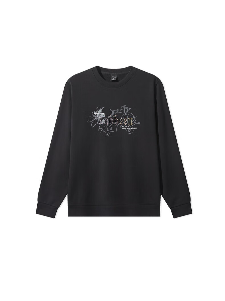 CABBEEN [340G Pure Cotton Sweatshirt], Men's Sweatshirt with Mesh Dot Print, Fleece-Lined Foam Design, Winter Long-Sleeve Sweatshirt 2