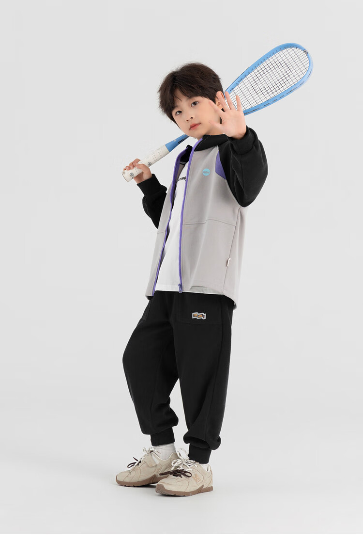 Duoduo Home [Soft and Chewy] Children's 2025 Autumn Three-Color Spliced Hooded Jacket Boys Casual Sports Knit Cardigan 10