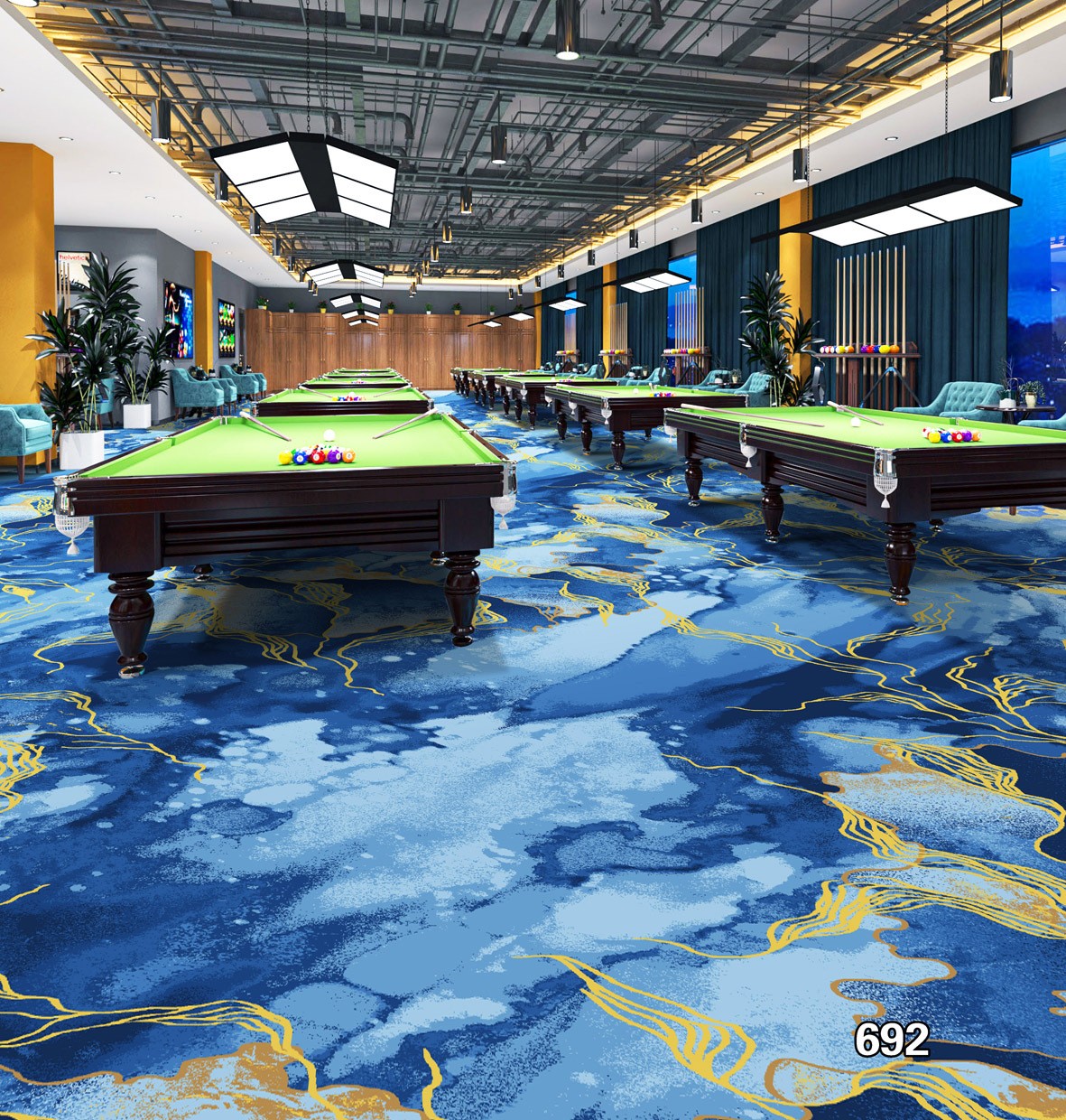 董智台球房厅地毯印花满铺台球俱乐部定制现货地毯台球馆桌球室专用地