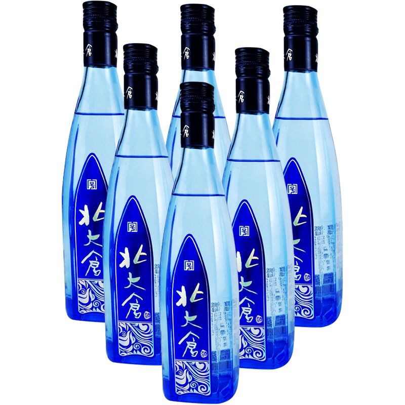 廠家直供6瓶500ml北大倉藍柔酒42度糧食白酒北大倉白酒藍瓶北大倉光瓶