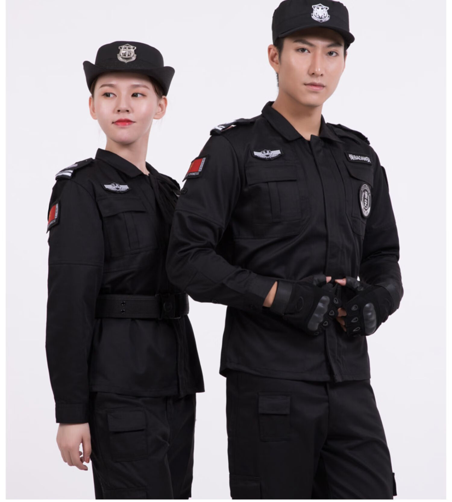 警辅服装保安工作服夏装短袖套装男夏款黑色保安服作训服物业门卫保安