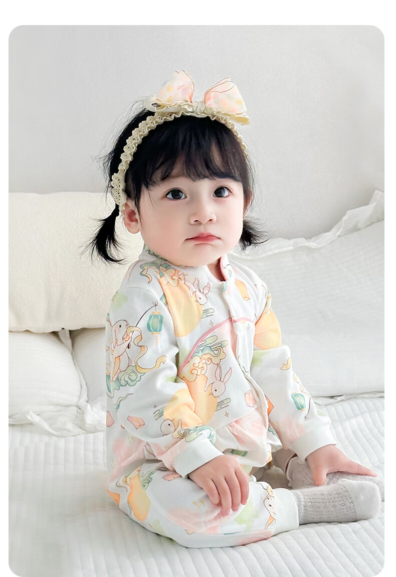 Shubeiyi Baby Clothes Newborn Romper Girls Chinese Style National Wind First Birthday Long Sleeve Jumpsuit 90cm 5