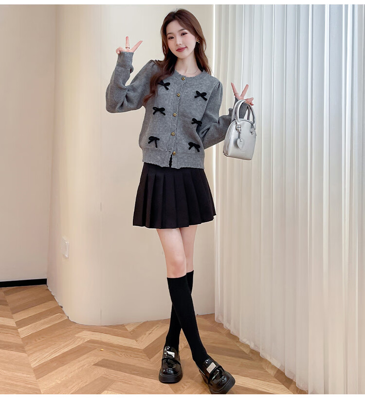 TonLion 2025 Autumn Round Neck Bow Design Cardigan, Gentle Style, Sweet And Versatile, Korean-Inspired Knit Sweater 8