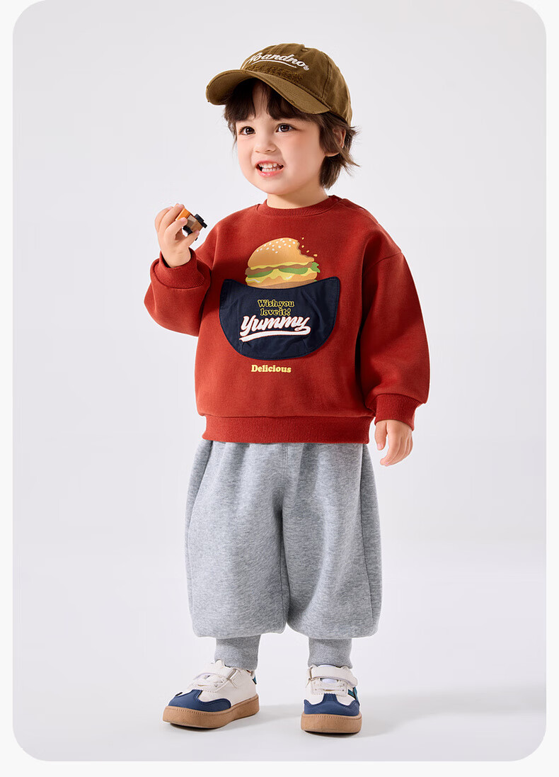 Dudujia Children's Cartoon Sweatshirt, Autumn Baby American Retro Top, Boys And Girls Fashionable Printed Hoodie, Red, Size 100 11