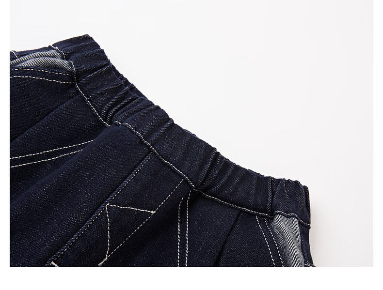 MQD Boys' Anti-Fading Jeans, Spring And Autumn Style, Children's Dad Pants, Dark Denim Blue, Size 110 11