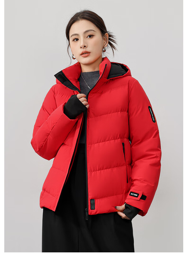 Yalu Women's Down Jacket 2025 New Winter Red Short Hooded National Standard Duck Down Fashion Thick Warm Coat Female 15