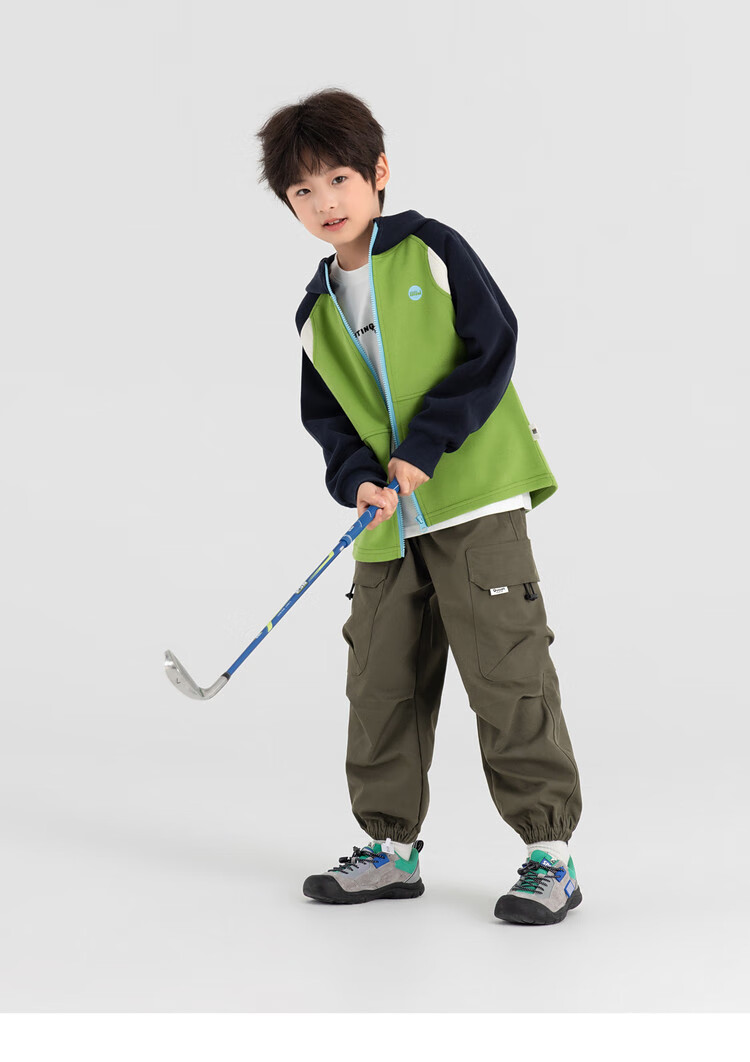 Duoduo Home [Soft and Chewy] Children's 2025 Autumn Three-Color Spliced Hooded Jacket Boys Casual Sports Knit Cardigan 21