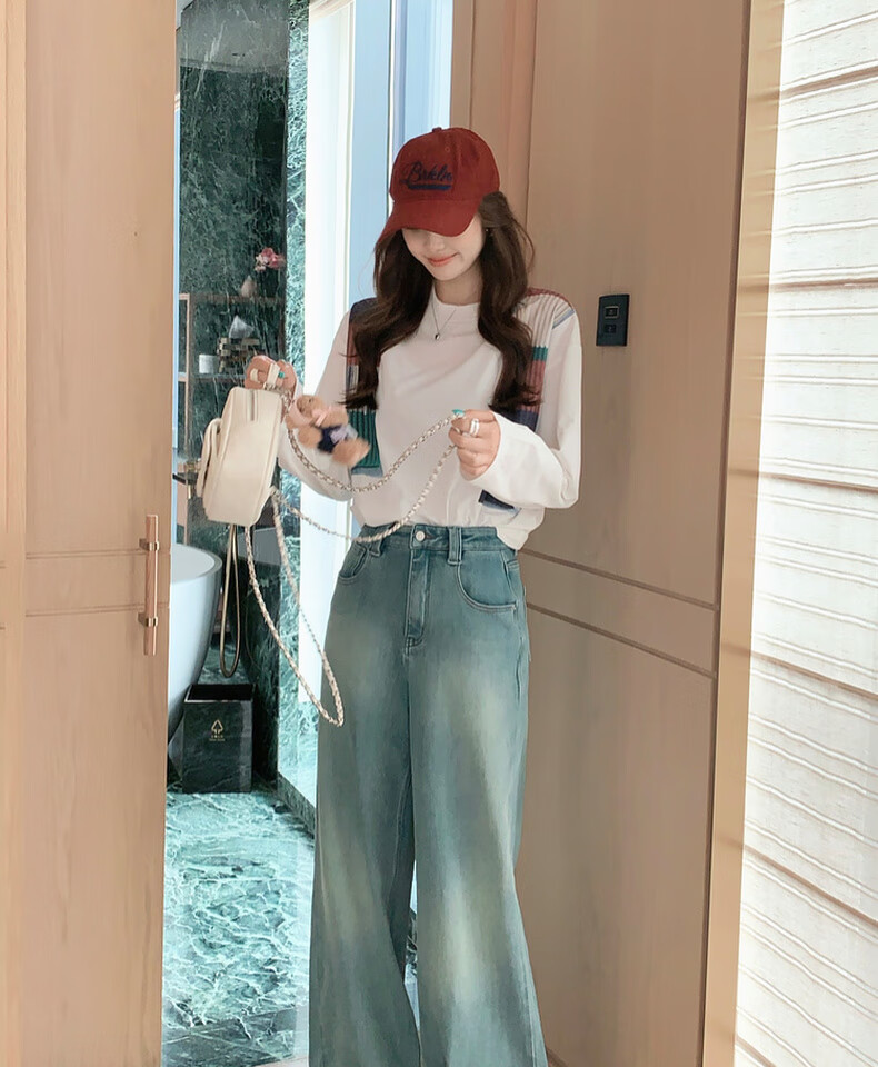 MEIYANG Drawstring Pants No. 2 Denim Straight-Leg with Stretch in Four Directions [60 Series], Blue-Green, 2XL 20
