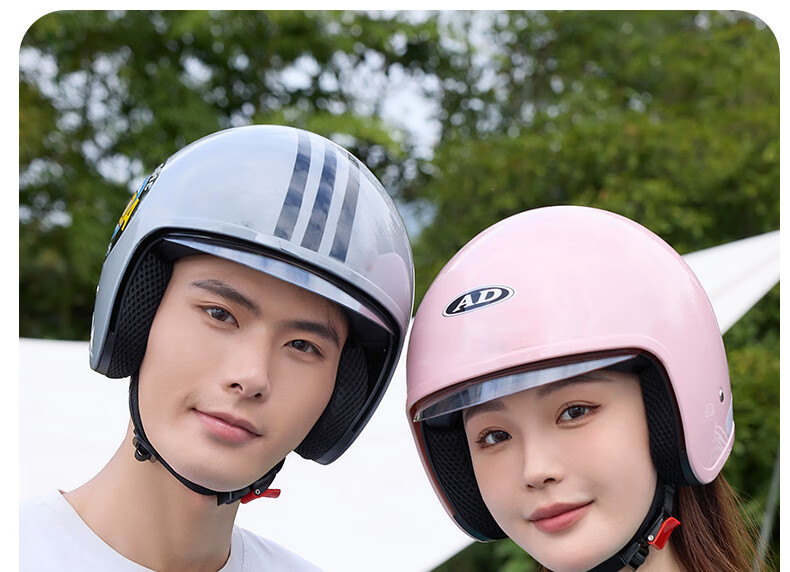 AD Electric Bike Helmet 3C Certified Class A Unisex Four-Season Electric Scooter Safety Helmet Winter Half Helmet Summer Retractable Visor Motorcycle Retro Helmet FG05 Punk Neck Warmer 4