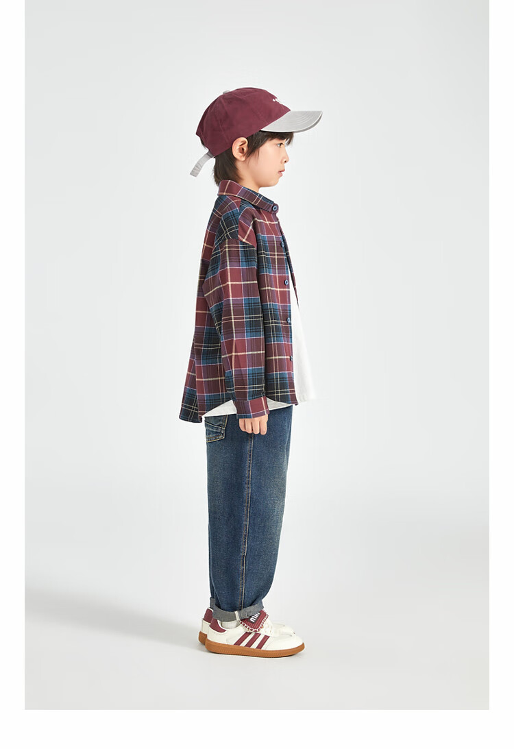 Duoduojia Brushed Soft Fabric Boys' Shirt Spring Autumn Stylish Retro Plaid Jacket for Older Kids 18