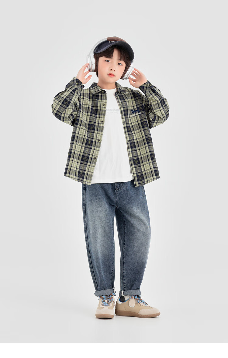 Duoduojia Boys Shirt 2025 Spring Autumn Salt Style Casual Plaid Long Sleeve Soft Loose Kids Versatile Top 11