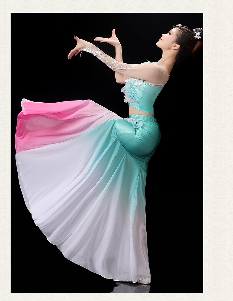 颂伊莎 西双版纳服装傣族舞蹈服装演出服女云南西双版纳孔雀傣族舞裙