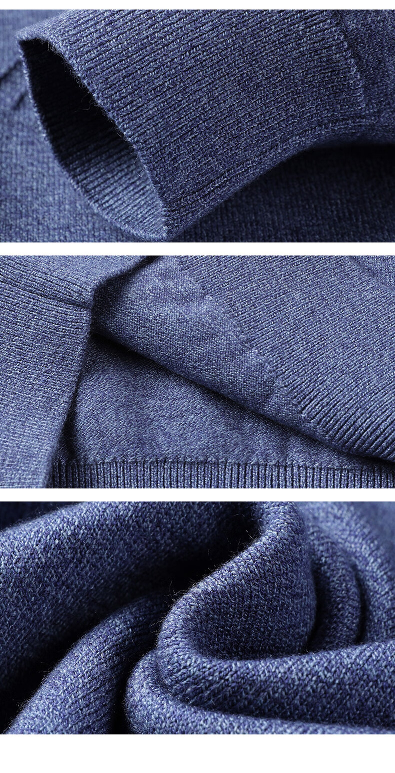 ROMON Men's Faux Two-Piece Sweater Long Sleeve Knitwear Autumn Winter Business Casual Base Shirt 10