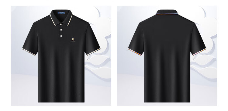 MONTAGUT Solid Color Short-Sleeve Polo Shirt for Men, Summer Business Casual Collared Silky Cool Breathable T-Shirt, Black, 2XL/54 6