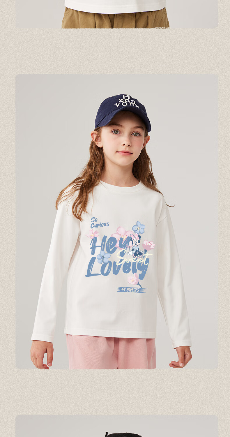 Disney Kids Cotton Long Sleeve T-Shirt 2026 Spring New Cute Girls Top Stylish Boys Base Shirt 6