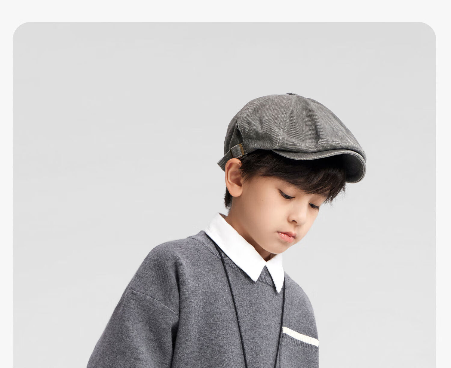 Zuo Xi Boys Sweater Autumn Winter Children's College Style Knitwear 2025 New Big Kids Winter Clothes Gray 130 29