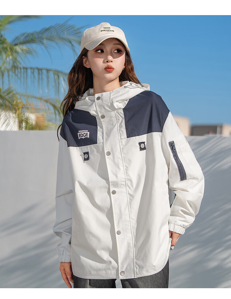 TonLion 2025 Autumn Women's Hooded Patchwork Workwear Jacket 4