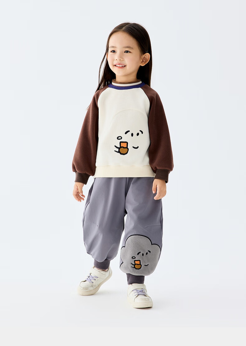 M.Latin Children's Sweatshirt, Winter 2025 New Style, Girls' Toddler Fleece Semi-Turtleneck, Contrasting Color Round Neck Sweatshirt 2