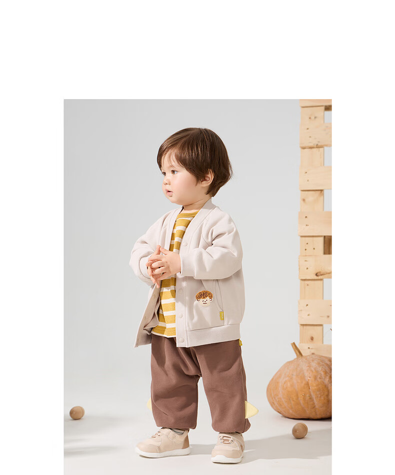 Papa [Glutinous Rice Cotton] papa New Autumn Children's Jacket Baseball V-Neck Cardigan Top Purple Red 110 8