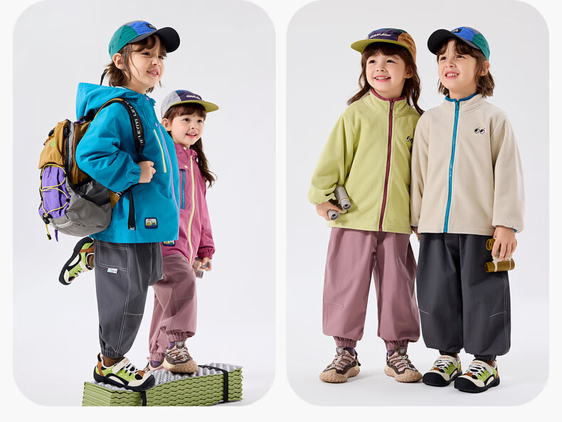 Dudu Kids [Three-Proof Softshell] Baby Three-Way Wear Autumn Boys' Outdoor Jacket Autumn Girls' Top Children's Fashion Pink 100 21