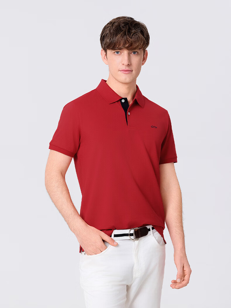 Goldlion GY [Cooling] Men's Short-Sleeve Polo Shirt, Casual Versatile Collared Breathable T-Shirt, White, L 9