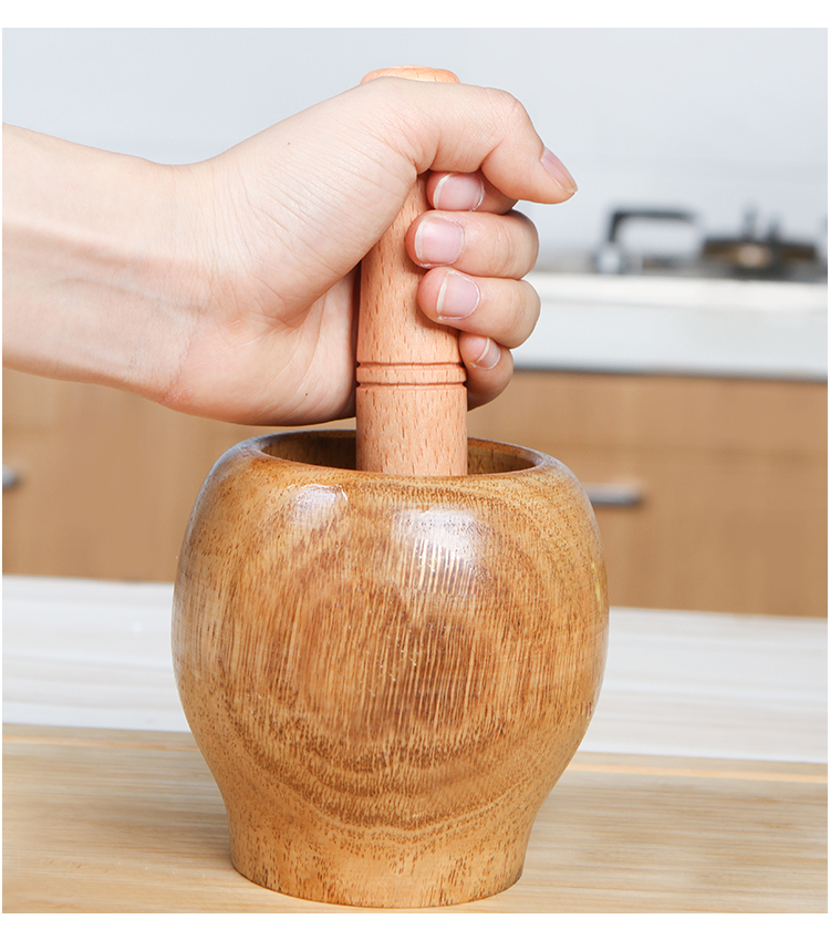 实木研磨器捣蒜器捣碎器捣药罐蒜泥器家用手动蒜木臼子研磨器擂钵小号