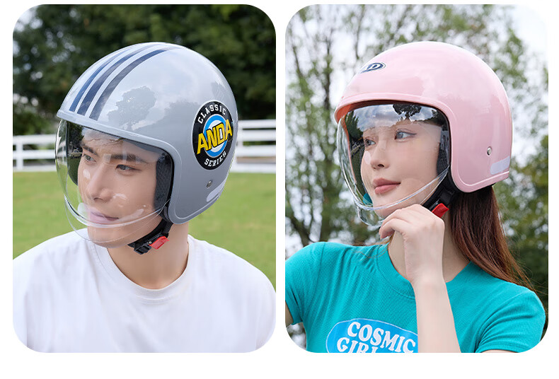 AD Electric Bike Helmet 3C Certified Class A Unisex Four-Season Electric Scooter Safety Helmet Winter Half Helmet Summer Retractable Visor Motorcycle Retro Helmet FG05 Punk Neck Warmer 6