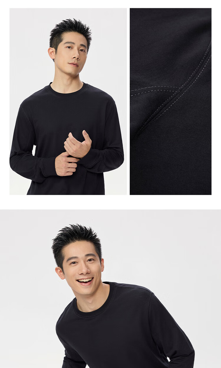 Giordano Men's Autumn Winter Cotton Stitch Long Sleeve Pullover Loose Fit Crew Neck Sweatshirt 13025762 11