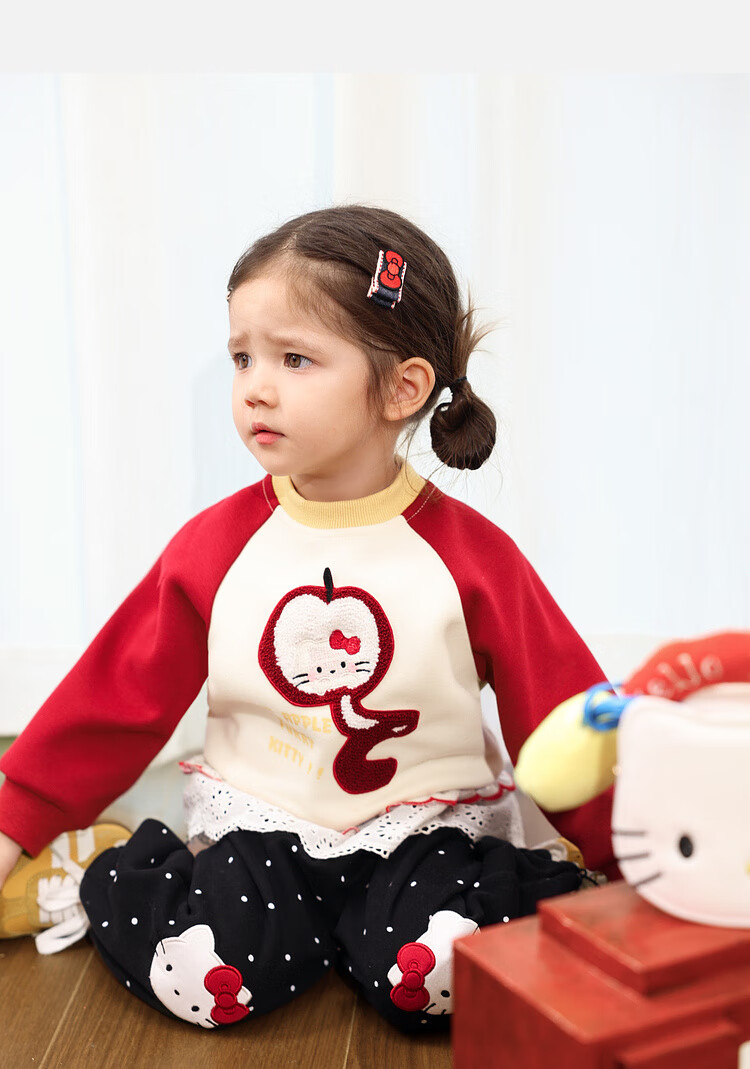 LUSON Little O Dad Baby Girl Toddler Raglan Sleeve Autumn Cartoon Cute Casual Sweatshirt New Year Outfit 11
