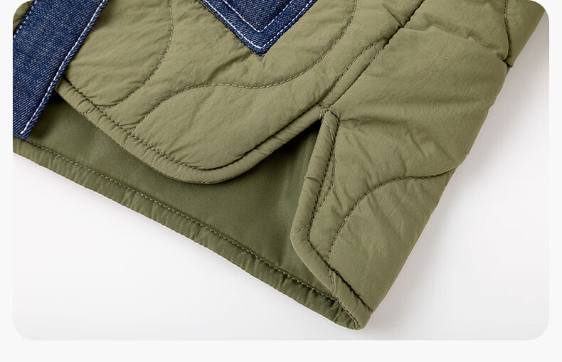 Dudu Baby Winter Cotton Padded Jacket Thickened Loose Coat Kids Boys Girls Fashionable Outerwear Army Green 90cm 14