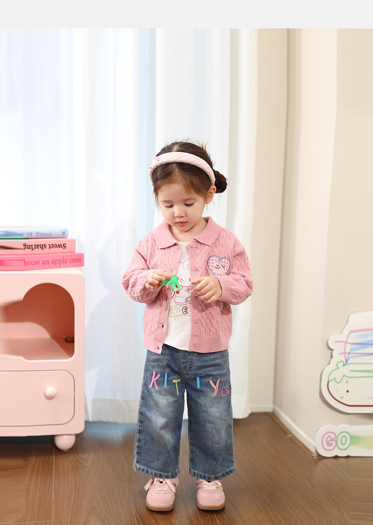 LUSON Little O Dad Baby Girls' Sweater Cardigan 2025 Autumn New Baby Knitted Warm Stylish Jacket 11