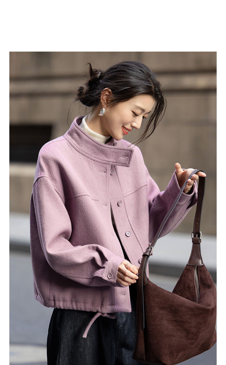 Demana [Low-Key Luxury] Winter Minimalist Stand Collar Large Pocket Drawstring Adjustable Loose Oversized Women's Coat 3