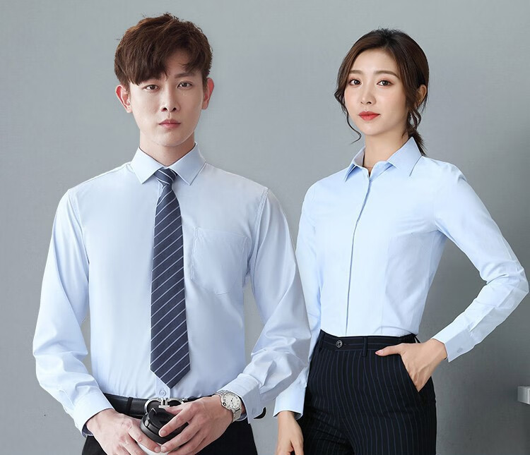 建行行服工作服男中国建设员工行服衬衫女工装工作长袖蓝色银行衬衣春