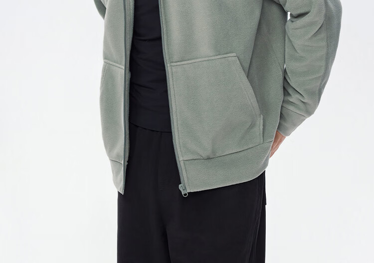Giordano Men's Fleece Jacket Autumn Winter Kangaroo Pocket Loose Fit Hooded Zip-up 13075782 16