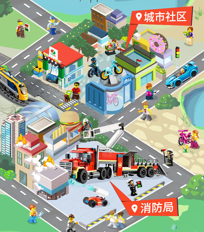 lego乐高城市组系列摩托车特技炫酷男孩生日礼物收藏积木玩具 60297