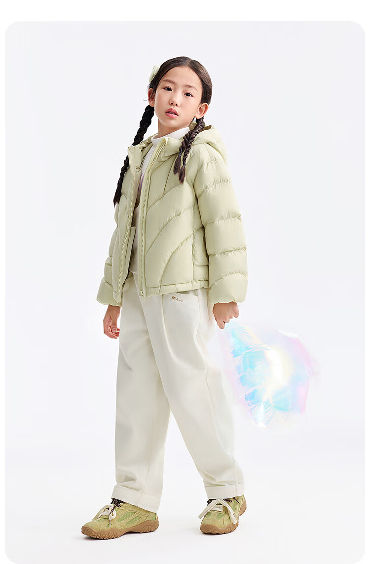 Annil Kids Girls Short Down Jacket 2025 Winter New Warm Coat Black 140 9