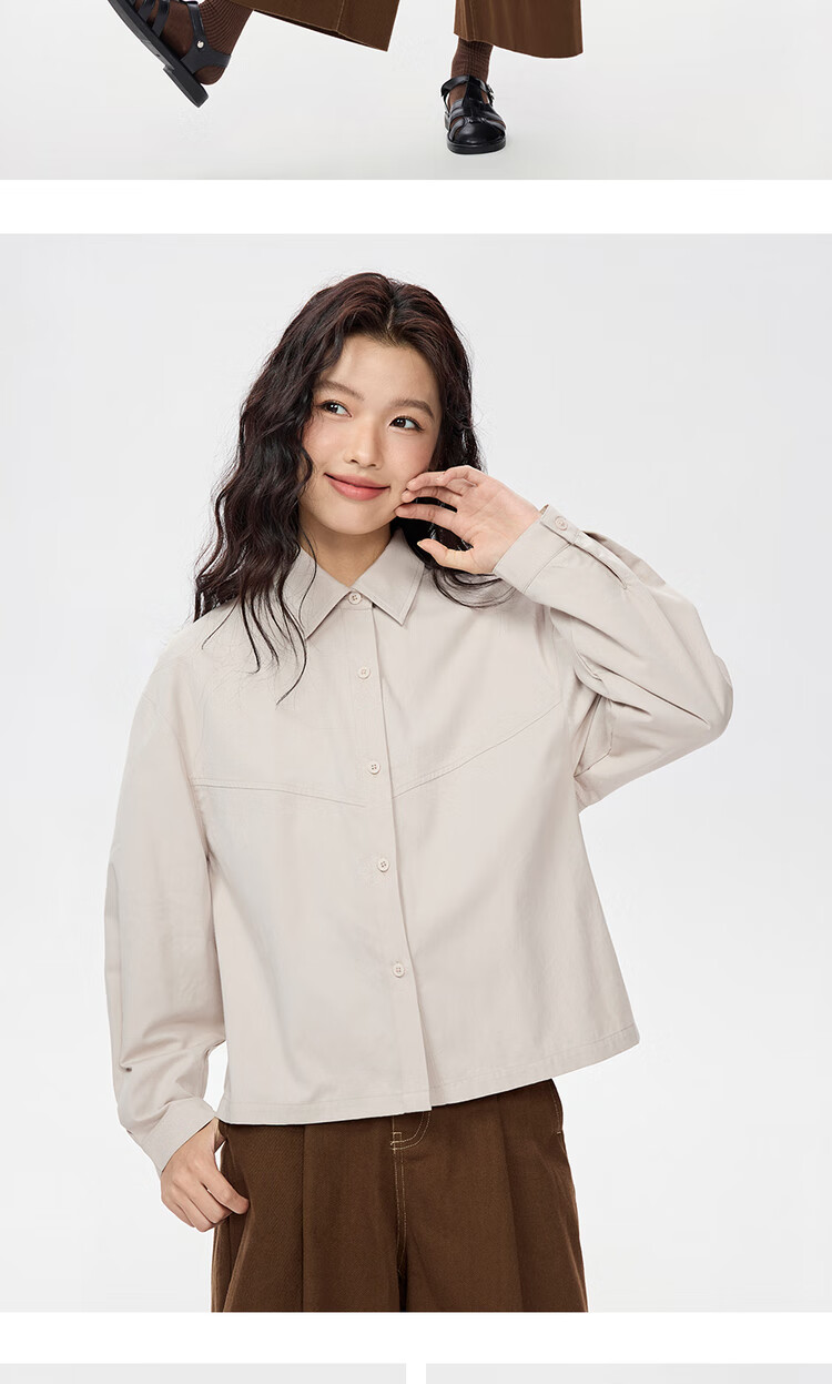 Giordano Women's Oversized Cotton Long Sleeve Casual Deconstructed Shirt Autumn Winter 13345854 10