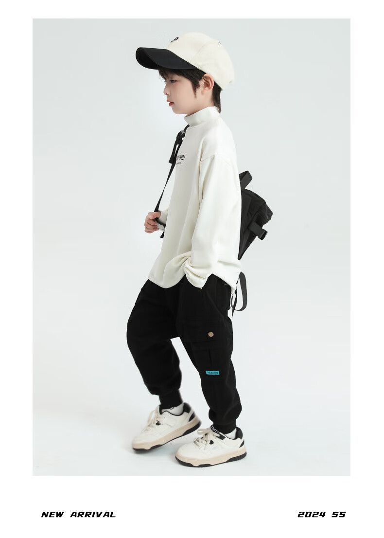 Little Elephant Ham Boys' Base Layer Shirt Autumn Winter Children's Innerwear Half Turtleneck New Boys' Trendy White 150 cm 22