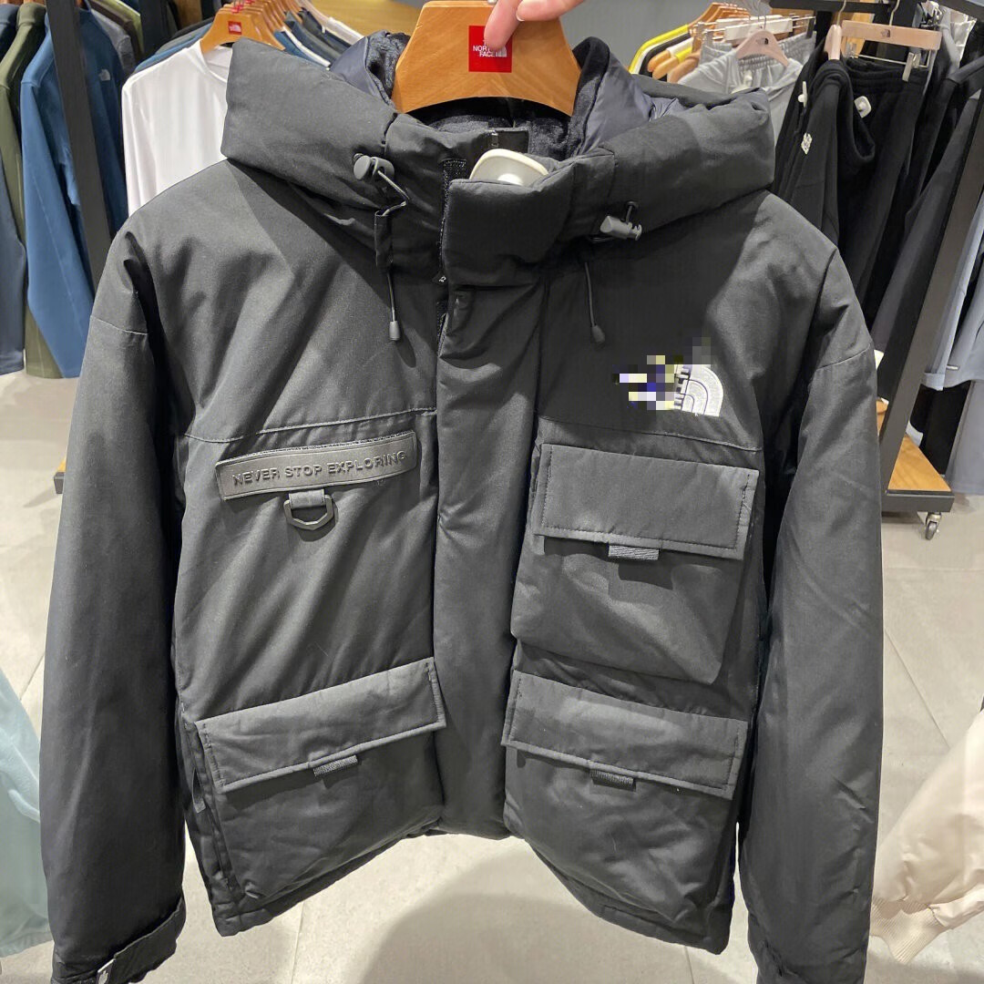 动感北面冬季潮流经典男女百搭鹅绒多口袋工装羽绒服时尚舒适保暖防寒