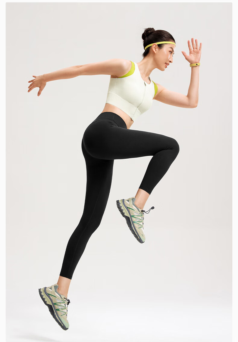 VFU Leap Running High-Elastic Quick-Dry 9/10 Length Women's High-Waist Hip-Lifting Yoga Pants Fitness Set Ebony Brown M 16