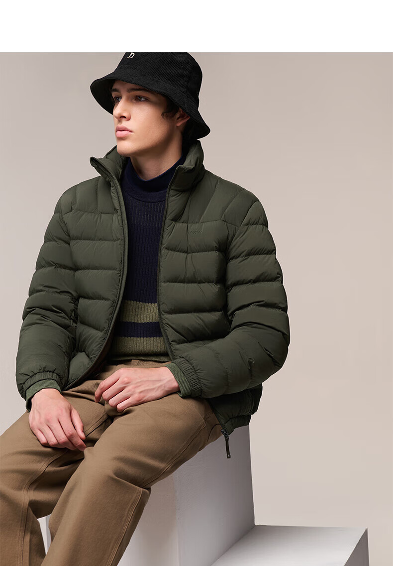 HAZZYS Men's Winter Goose Down Jacket Simple Casual Stand Collar Coat ASFZU0CDX09 17
