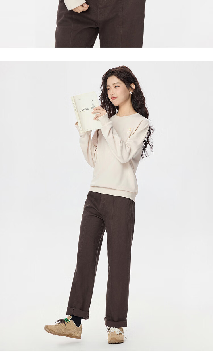 Giordano Women's Autumn Winter Embroidered Pullover Sweatshirt Loose Casual Crew Neck Top 05395781 18