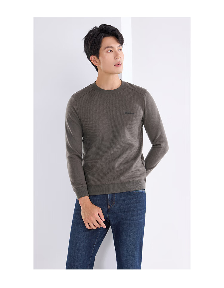Laxdn Knitted Sweater for Men, Autumn And Winter Warm Round Neck Pullover [Cashmere Silk], Fleece-Lined Base Layer, Medium Coffee, XL 6