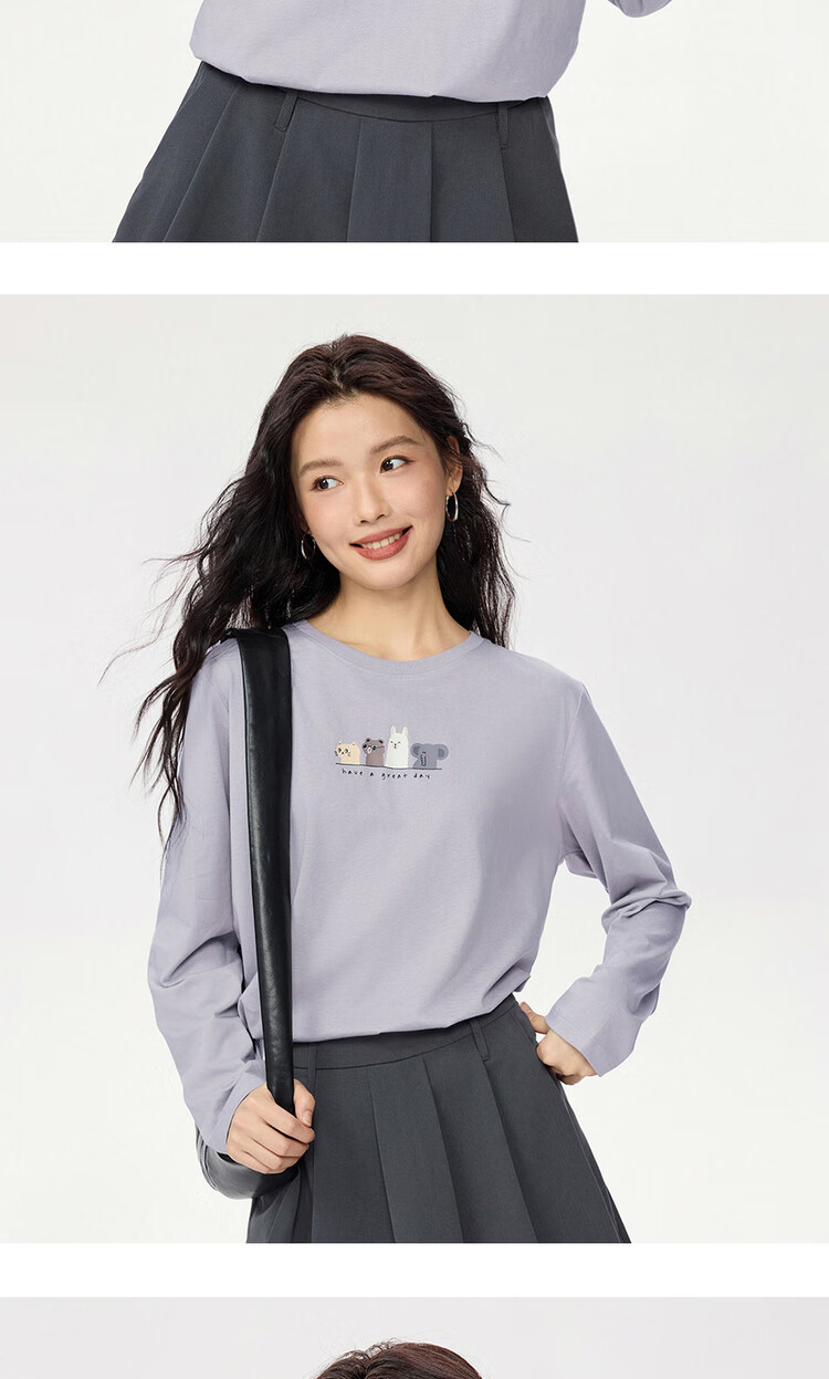 Zara Long Sleeve T-shirt Women Autumn Winter Cotton T-shirt Animal Partner Printed Round Neck Top 13395794 12