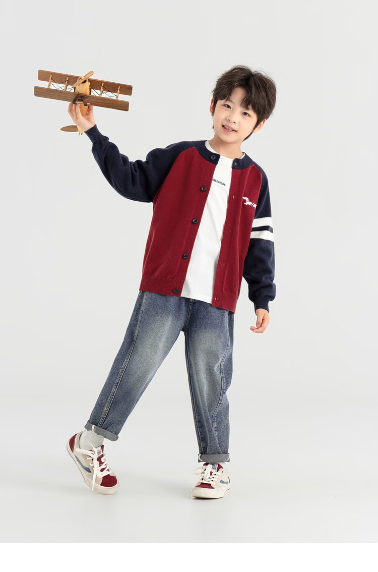 Duoduo Boys Cardigan Spring Autumn Layering Round Neck Sweater Children's 2026 New Cartoon Dog Colorblock Knit Top 11