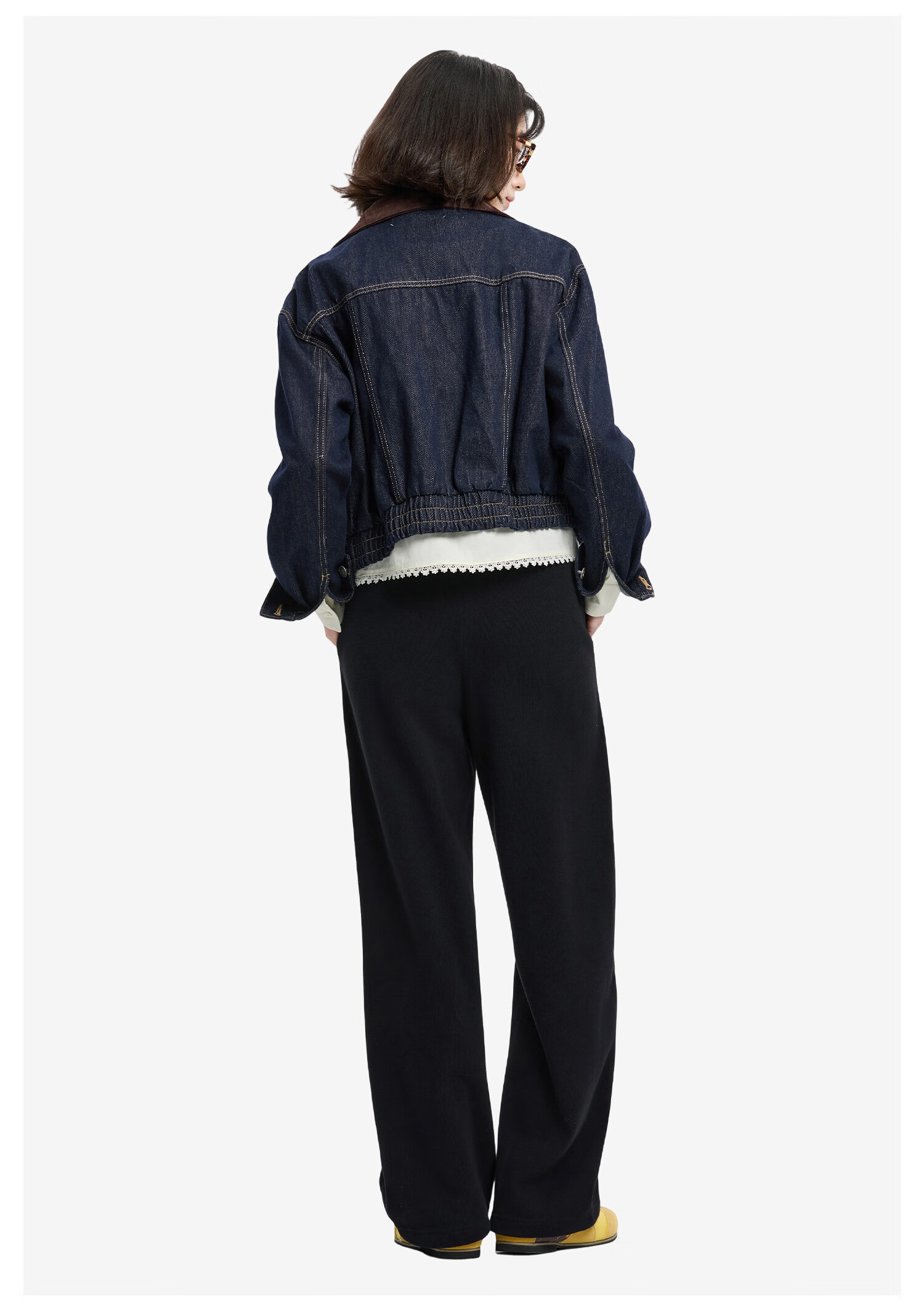 Metersbonwe Women's Casual Pants 2025 Winter New Trendy Loose Wide-Leg Knit Fleece-Lined Banana Pants 15